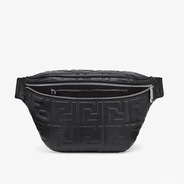 Affordable HOT Fendi Motif Leather FF Bag Nappa Belt Black In 0512